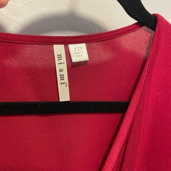 Dark red tie waist dress with Flowy sleeves‎ by Miami - Picture 2 of 4